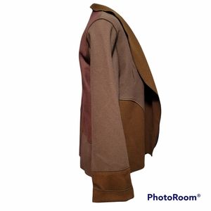 Beppa Boho Jacket Coat Soft Wool Suede look Rosewood  Embroidered Detail Small